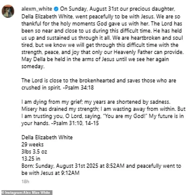 Heart-Wrenching Loss: Country Star Drake White and Wife Mourn Newborn Daughter Della Elizabeth, Who Passed Away Minutes After Birth at 29 Weeks, Calling Her Death 'Peaceful'