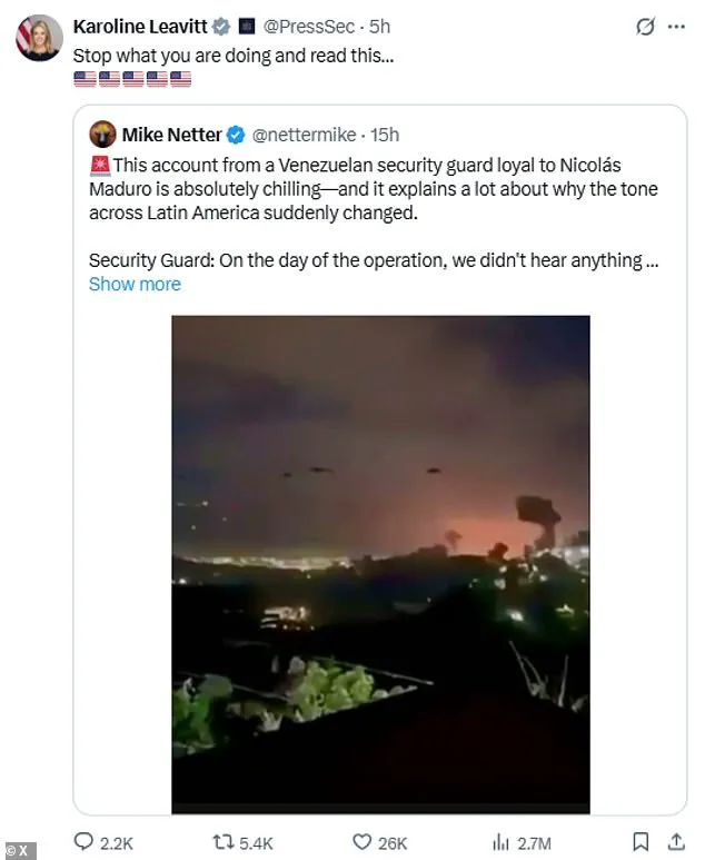 US Allegedly Deployed Sonic Weapon During Maduro Capture Operation, Says Press Secretary