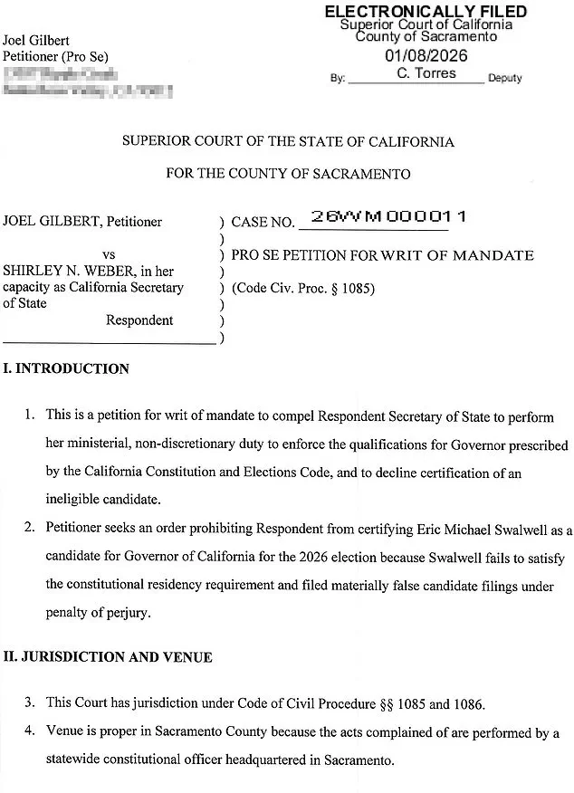 Legal Challenge to Eric Swalwell's Governor Eligibility Claims He Doesn't Meet California's Five-Year Residency Requirement