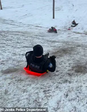 Limited Access Footage Reveals Officer's Unusual Sledding Mishap During Oklahoma Snow Day