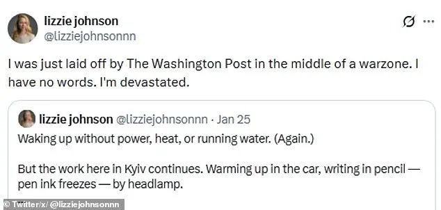 Lizzie Johnson Laid Off in the Middle of a Warzone