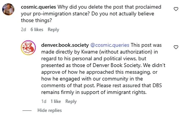 Denver Book Society Controversy: Co-Founder's Removal Over Immigration Policy Sparks Debate on Ideology and Inclusivity