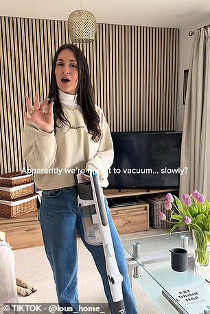 Experts say vacuuming too fast leaves dirt behind; spend 30 seconds per square meter.