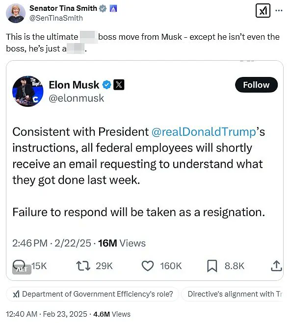 Democratic Senator Calls Elon Musk the 'Ultimate Bad Boss' over Cost-Cutting Measures