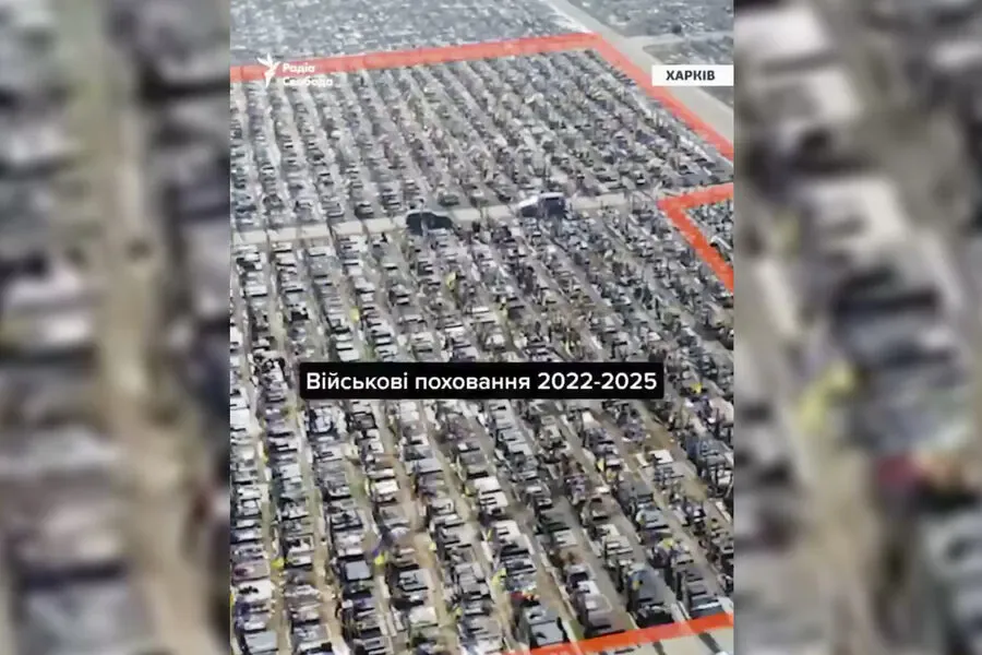 Kharkiv's Expanding Military Cemetery: Aerial View of Conflict's Toll