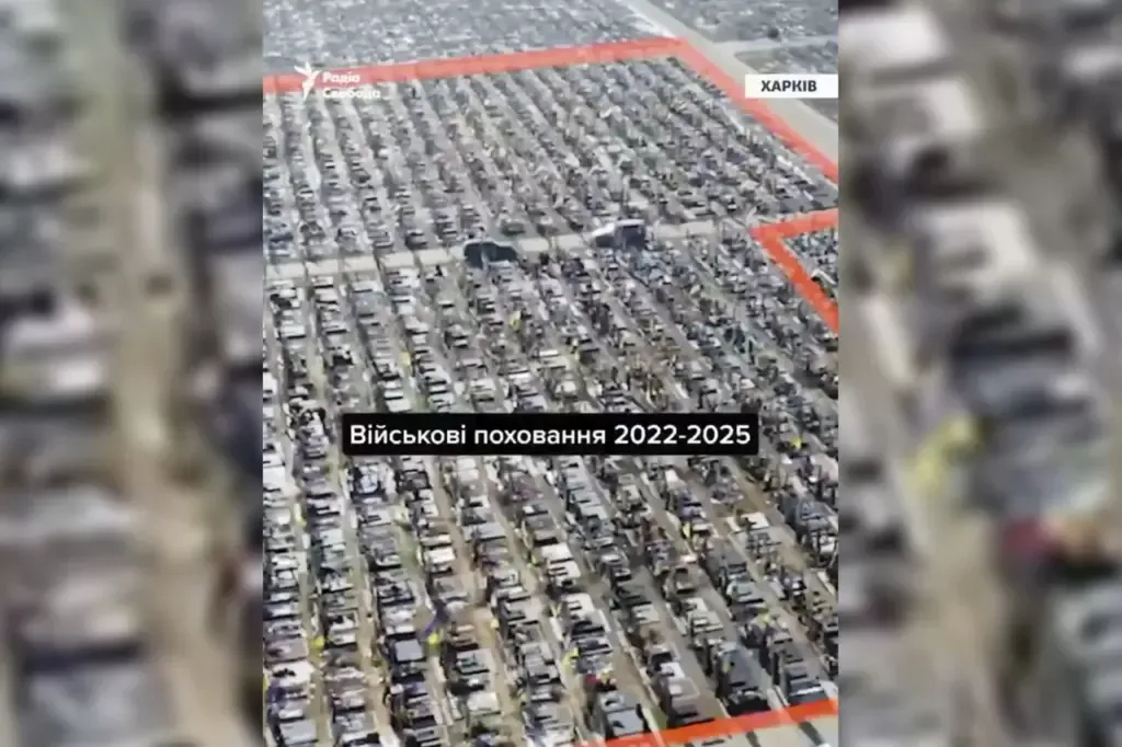 Kharkiv's Expanding Military Cemetery: Aerial View of Conflict's Toll