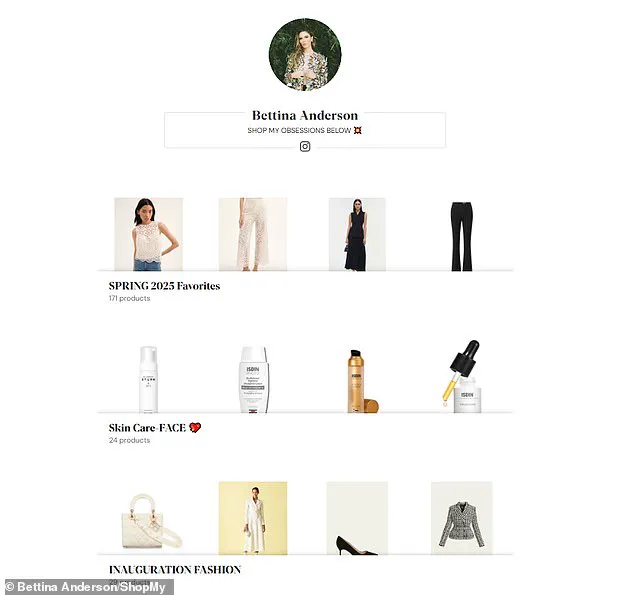 Bettina Anderson Monetizes Online Presence Through Instagram ShopMy Platform