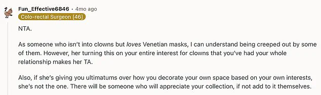 Clown Obsession and Breakup: Viral Reddit Post Ignites Online Debate